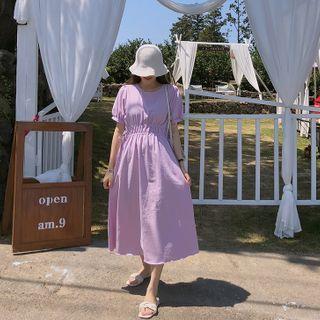 Tie-side Shirred Long Dress Violet - One Size