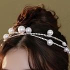 Wedding Faux Pearl Layered Headband Faux Pearl & Rhinestone - White - One Size