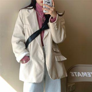 Notch Lapel Single-breasted Corduroy Jacket