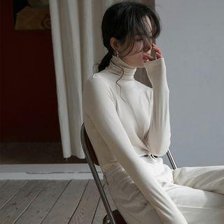 High Neck Long Sleeve Plain T-shirt