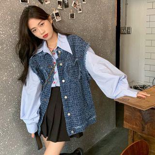 Button Vest / Plain Shirt