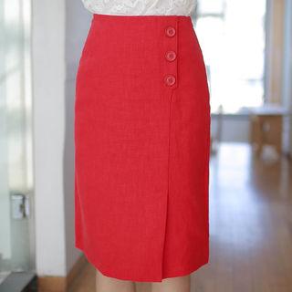 Colored H-line Linen Skirt