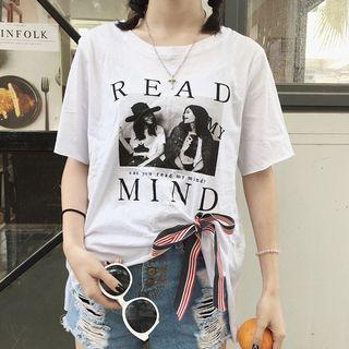 Print Tie-front Short-sleeve T-shirt