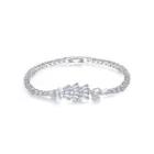 Fashion Geometric Fan-shaped Bracelet With Cubic Zirconia 19cm Silver - One Size