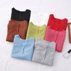 Cropped Long-sleeve Knit Cardigan In 8 Colors