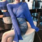 Long-sleeve Knit Top / A-line Mini Skirt