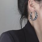 Zebra Print Resin Open Hoop Earring 1 Pair - 1538 - Black & White - One Size