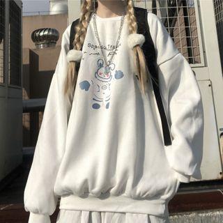 Cartoon Rabbit Round Neck Pullover