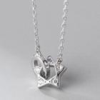 Star & Hoop Rhinestone Pendant Sterling Silver Necklace S925 Silver - Silver - One Size