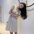 V-neck Plain Shirtdress