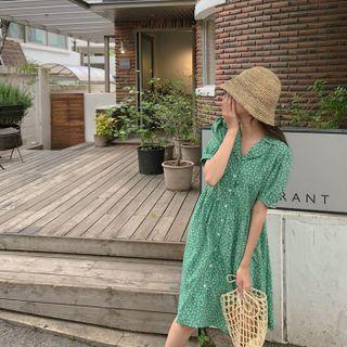 Tie-waist Floral Shirt Dress