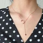 Alloy Moon & Star Pendant Y Necklace Gold - One Size