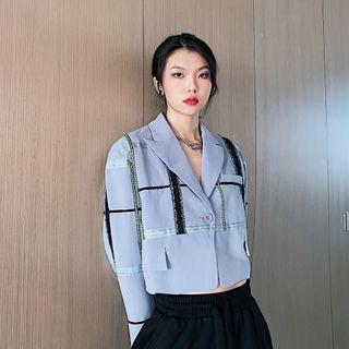 Patterned Cropped Blazer