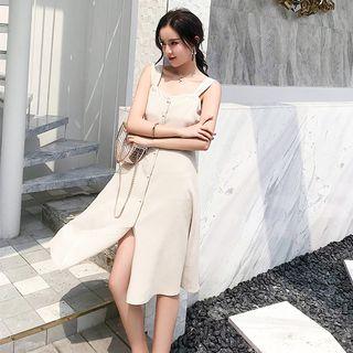 Plaid Open Back Bow Wide-strap Dress