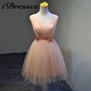 Sleeveless Bow A-line Cocktail Dress