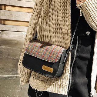 Two-tone Plaid Shoulder Bag