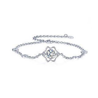 925 Sterling Silver Twelve Horoscope Gemini Bracelet With White Cubic Zircon