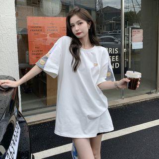 Short-sleeve Bear Print T-shirt Off-white - One Size