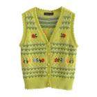 Floral Button-up Sweater Vest