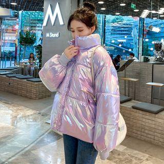 Long-sleeve Zip Plain Padded Jacket