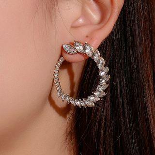 Rhinestone Hoop Drop Earring 1 Pair - 01 - 7660 - Kc Gold - One Size