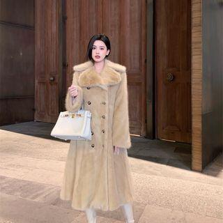 Plain Woolen Button-up Oversize Coat Camel - One Size
