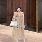 Plain Woolen Button-up Oversize Coat Camel - One Size