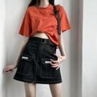 Contrast Stitching Mini A-line Skirt / Pants / T-shirt (various Designs)