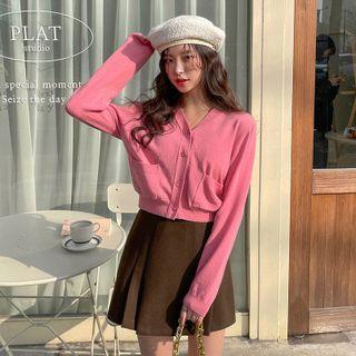 V-neck Crop Woolen Cardigan