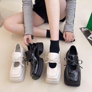 Platform Block Heel Bow Mary Jane Shoes