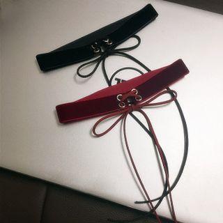 Lace Up Velvet Choker