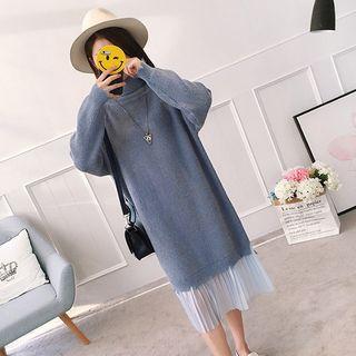 Mock Two-piece Turtleneck Knit Dress
