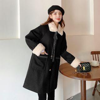 Furry-sleeve Pocket Coat