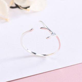 925 Sterling Silver Deer Horn Open Ring Rs478 - Silver - One Size
