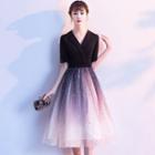 Short-sleeve Gradient Short Prom Dress