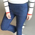 Band-waist Fray-hem Boot-cut Jeans