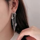 Moonstone Chain Stainless Steel Fringed Earring 1 Pair - Silver - One Size