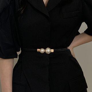 Faux Pearl Belt 1 Pc - Black - One Size