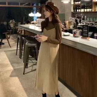 Set: Long-sleeve T-shirt + Midi Pinafore Dress