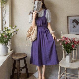 Shirred Long Overall Dress