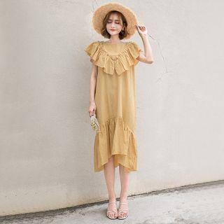 Frilled Sleeveless Midi Dress