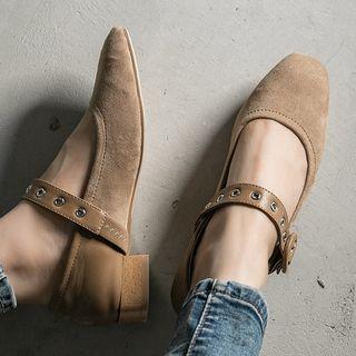 Buckled Strap Low Heel Pumps