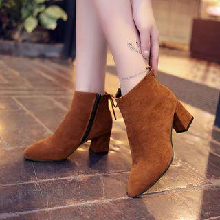 Chunky Heel Zip Ankle Boots