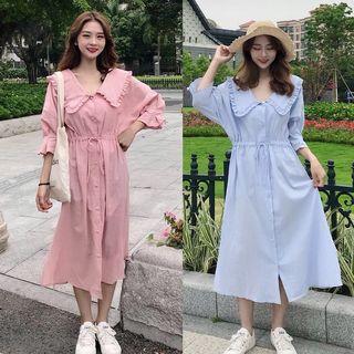Ruffle Trim Shirt Dress