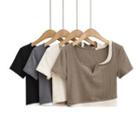 Short Sleeve V-neck Mock Two Piece Crop Top