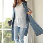 Open-front Linen Long Vest