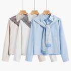 Set: Plain Shirt + Striped Scarf