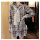 Plaid Mini A-line Shirtdress As Shown In Figure - One Size