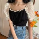 Puff-sleeve Lace Top / A-line Dress