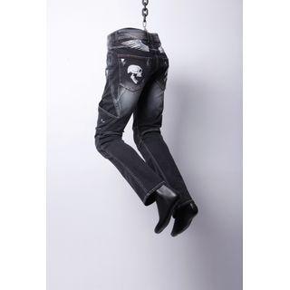 Embroidered Seam-trim Jeans